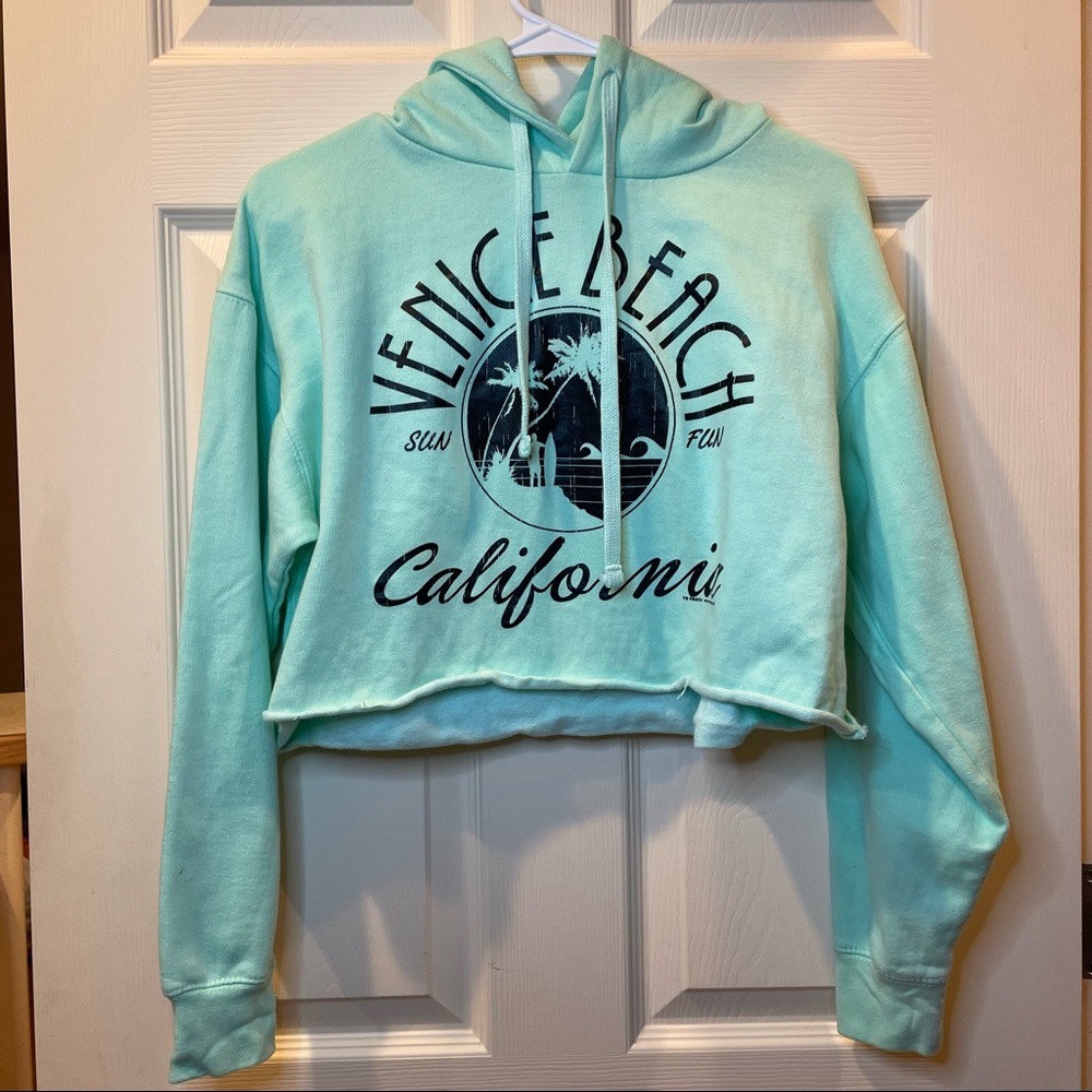 Teal California Cropped Sweatshirt